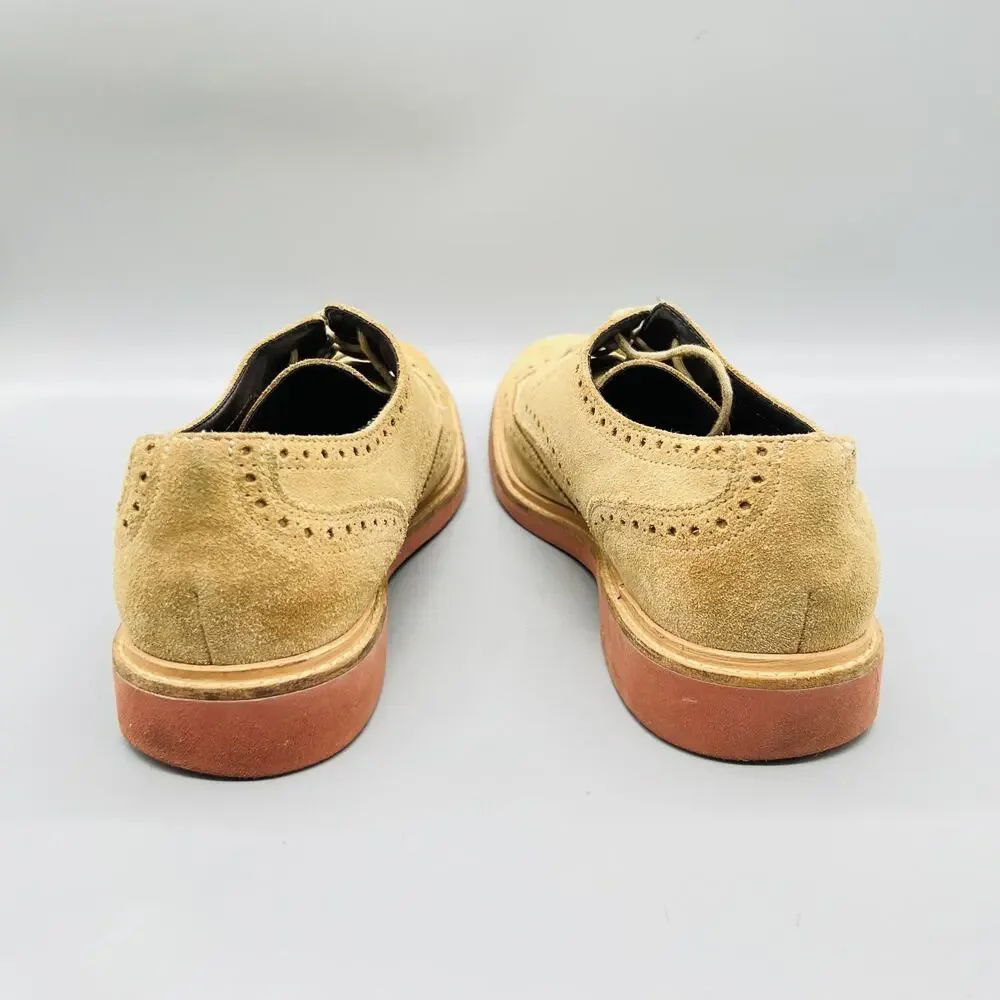 Cole Haan Shoes Mens 11 Beige Suede Wingtip Oxford Dress Brogue Casual Comfort